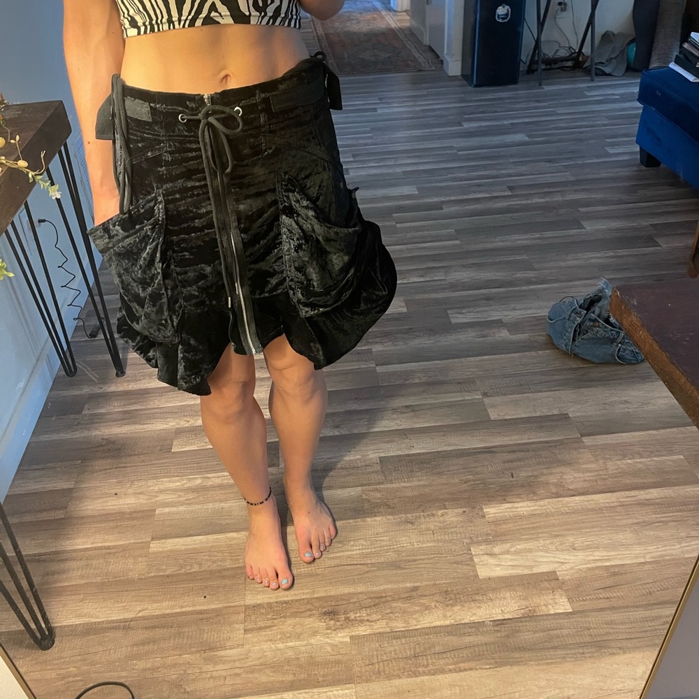 Free People Paxton Parachute Velvet Utility Skirt with Pockets